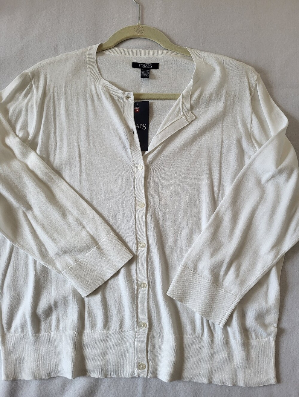 NWT Chaps Icon White Long-Sleeve Button Cardigan Size XXL